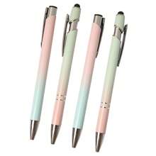 4Pcs (2 Touchscreen + 2 Flat Head) Candy Color Gradient Metal Ballpoint Pens, With Touchscreen Stylus Tip, Smooth Writing, Comfortable Grip, Compatible With Various Devices, Suitable For Office, School Supplies, Gifts, Back To School Season - Sets - View 9