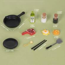 Miniatur Dapur Rumah Boneka dengan Peralatan Masak Realistis, Model Makanan, Wajan Realistis, Steak, Pasta, Botol Minyak, Cocok untuk Adegan Dapur Rumah Boneka, Model Restoran, Model Dapur Mainan, Dekorasi Adegan Miniatur - Beraneka warna - View 13