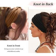 Set Of 4 Elegant Bohemian-Style Wide Headbands – Solid Color Stretchy Winter Headbands – Non-Slip Sports Headbands - Multicolor - View 3
