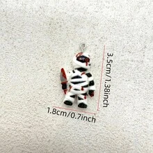 6件樹脂萬聖節木乃伊吊墜，適用於DIY珠寶製作，完美搭配派對配件、耳環、項鍊、包包掛飾 - 白色木乃伊吊墜 - 查看 3
