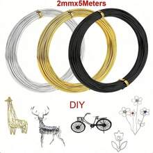 Trimcoo 2mm X 5m 金色/銀色/黑色鍍層柔性手工金屬線，適用於珠寶製作、串珠與DIY - 1Roll Silver - 查看 1