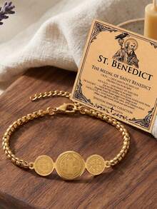 ZIRUISP St Benedict Bracelet Women Men,Adjustable Stainless Steel Chain,Protection Medal Amulet, Christian Catholic Religious Jewelry,Baptism Gift Daily Wear - St. Benedict's Bracelet - View 1