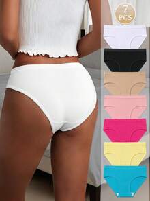 7pcs/Pack Women's High Elasticity Soft Breathable Low-Rise Underwear Panties - Multicolor - View 9