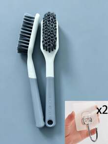 Long Handle Cleaning Brush + Hook, Stiff Bristle Brush, Suitable For Washing Clothes And Shoes, Multi-Function Gap Cleaning Brush, Home Helper - A - View 7