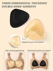 2pcs/Set Bantalan Payudara Tak Terlihat Perekat Dua Sisi, Bantalan Peningkat Payudara Tanpa Jahitan, Dapat Digunakan Kembali, Cocok untuk Atasan Tanpa Lengan, Gaun Tanpa Punggung, Pakaian Renang, dan Bra Olahraga - MultiWarna - View 5
