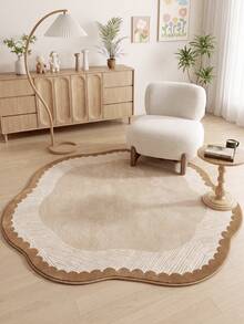 1pc Asymmetrical Black Border Decorative Rug, Faux Tree Stump Shaped Floor Mat, Autumn/Winter New Style, Perfect For Daily Home Decor, Holiday Decoration, Decorative Rug, Bedroom Decor, Small Rug, Carpet, Home Decor, Living Room Rug, Living Room Small Rug, Bedroom Rug, Living Room Home Decor, Outdoor Rug, Washable Rug - Multicolor - View 6