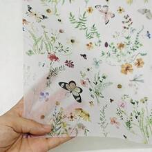 Set de envoltorio de regalo con mariposas florales en acuarela, 6 bolsas de regalo transparentes + 6 papeles de envoltorio a juego, combinación de envoltorio de regalo, adecuado para boda, cumpleaños, despedida de soltera, regalos de fiesta, regalos de vacaciones - Multicolor - Ver 7