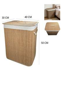 Round/Rectangular Wicker Laundry Basket With Lid, Laundry Basket, Laundry Hamper, Storage Basket, Clothes Bin,Linen Lined Clothes Storage Hamper With Rope Handles, Large Capacity Dirty Clothes Organizer Bin For Bedroom Bathroom Laundry Room, - View 15