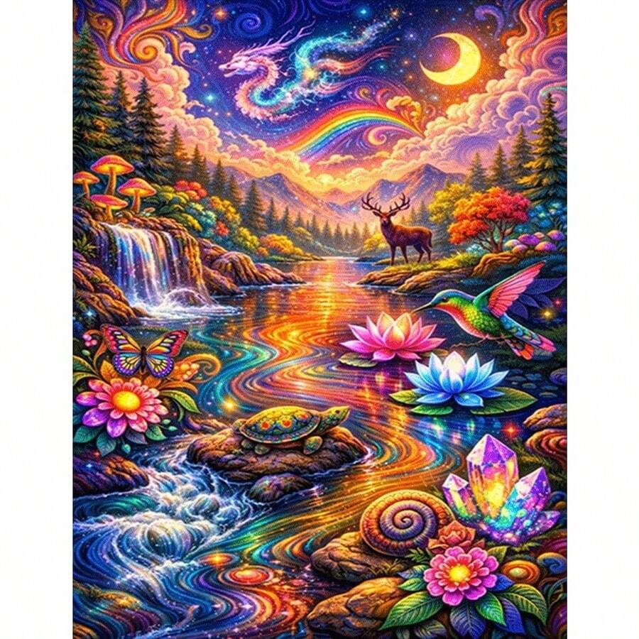 1pc DIY 5D Diamond Painting Kit, Suitable For Adults And Beginners, Craft Supplies, Applicable For Living Room, Bedroom, Office, Wall Decor Art. - round diamond - View 1
