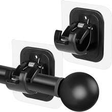 8pcs Self-Adhesive Curtain Rod Brackets, No-Drill Curtain Rod Hooks, Adjustable Curtain Hooks Without Nails, Suitable For Bathroom, Kitchen, Home, Hotel (Black) - Black - View 2