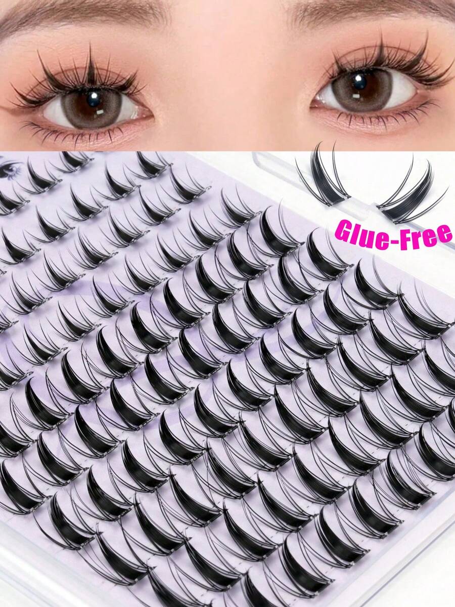 100pcs Faux Mink Eyelash Clusters, D Curl, Mixed Length Design For Natural Voluminous Look, Reusable, Suitable For Daily Wear, Wedding, Cosplay, Christmas And Other Occasions, False Eyelashes, Eyelash Clusters - D - View 1