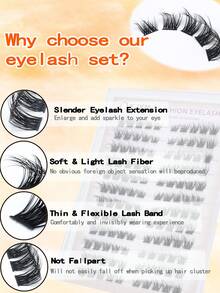 120 Dusters Of False Eyelashes D Curd Sender Fufy Eyelashes Natural And Diferent In Length 6mm To 14mm In Length Suitabkle For Beginners DIY Eyelash Lengthening - D - View 5