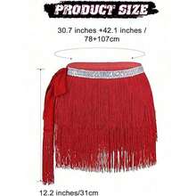 Sequin Crop Top With Multi-Layer Fringe Hip Scarf, Y2K Music Festival Party Waist Skirt 2 Pieces Set (Multiple Colors Available) - Multicolor - View 9