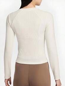 Nike New Women's Breathable Knitted Long Sleeve Crew Neck Sports T-Shirt - White - View 2
