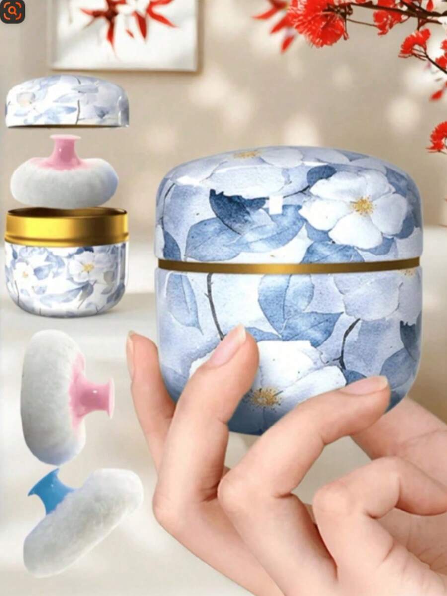 1pc 80g Powder Puff Compact (Powder Not Included), Suitable For Storing Loose Powder, Talcum …Powder, Etc. Puff And Compact Suitable For Bathing And Travel Use, Ideal As Christmas Gift, Holiday Gift, Halloween Gift, Listed In Holiday Gift Guide, - Multicolor - View 1