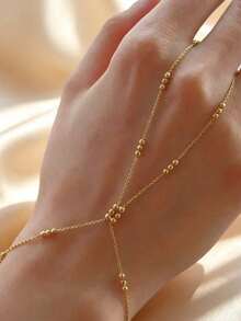Beaded Chain Finger Bracelet, Niche Design One-Piece Hand Chain, Minimalist Exquisite Hand Jewelry, Simple Chain Bracelet - JL1622 - View 3