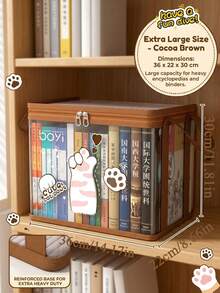 tonxiyuemu 1pc Transparent Cartoon Book Storage Bag With Handle, Dust-Proof Manga Organizer Box, Large Capacity Transparent PVC Textbook Holder For Students And Book Lovers, Moisture-Proof Visible Desktop Storage Bin - Single Piece - View 10