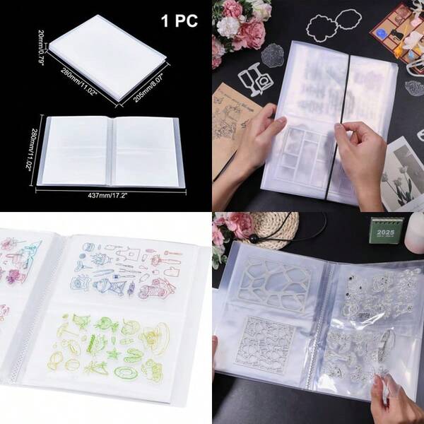 80 Pockets Clear Stamps Storage Album Cut Dies Storage Bag Embossing Folder Keeper Cards Folder Bag For DIY Scrapbooking Arts Crafts Collecting 5.11x7inch