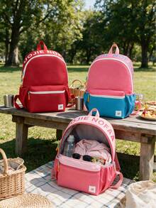 4pcs/1pc Aesthetic Colorblock Neutral Casual Backpack, Large Capacity Student School Bag, Suitable For Middle School, High School, College Students, Boys And Girls, Campus, Travel, Commute, Outdoor, Casual, Daily Use - Multiple Styles - View 11