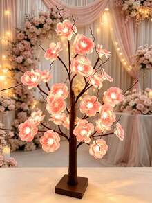1PC 24 LED 60CM Pink Plum Blossom Tree Light, USB & Battery Dual Use, Artificial Glowing Tree Lamp, Wedding Aisle Decor Light, Hotel Banquet Decoration Light, Romantic Atmosphere Tree Light, Desktop Ornament Light, Birthday Party Decoration Light - Yellow - View 1