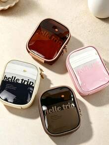 1PC Transparent Mini Makeup Bag, Ins Style Design, Waterproof And Wear-Resistant PVC Material, Large Capacity Partitioned Storage, Can Store Lipstick, Eyeshadow, Powder, Sample Skincare Products, Cleaning Swabs And Other Beauty Essentials - Multicolor - View 10
