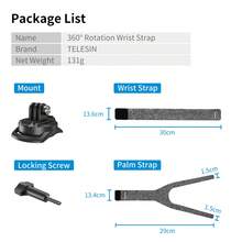 TELESIN 360度旋轉手腕帶支架，適用 GoPro Hero 13 12 11 10 9 8 7 6 5，快速調節帶式固定座， Osmo Action 相機配件 - 查看 9