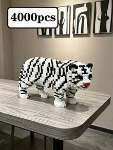 4000pcs Bengal Tiger Micro Building Blocks, 3D DIY Assembly Animal Statue Stress Relief Toy, Cute Mini Tiger Model, Desktop Home Decor Ornament, Birthday Holiday Gift For Adults And Teens, ABS Micro Building Blocks Collectible Craft Ornament - Multicolor - View 11