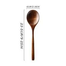 1/2pcs Wooden Rice Spoon, Long Handle Wooden Spoon For Eating, Mukbang Noodle Spoon, Japanese Style Mixed Rice Spoon, Ramen Spoon, Wooden Soup Spoon For Dining - Brown - View 8