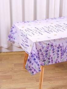 1pc Lavender Disposable Plastic Tablecloth,Purple Flower Pattern Table Cover,Fresh Garden Style For Pinic Birthday Family Gathdering Table Decor - Multicolor - View 7