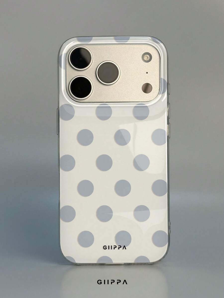 GIIPPA 1 Stück weiße Basis mit nebligem blauem Polka-Dot-Design, Handyhülle für iPhone 17 Pro Max, kompatibel mit iPhone 16 Pro Max, 15 Pro Max, 14 Pro Max, koreanischer Stil, hochwertige modische und lustige Handyhülle, kompatibel mit 11/12/13/14/15/16 Pro Max Plus, elegantes Design geeignet für Männer und Frauen, perfektes Geschenk für die Freundin zu Weihnachten, Valentinstag, Ostern, Hochzeitssaison und Geburtstag! - Graublau - Übersicht 1