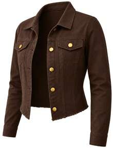 Women Denim Jackets & Coats - Coffee Jacket - View 2