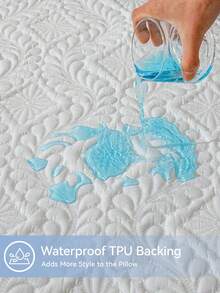 1/2/4pcs Waterproof Quilted Floral Embossed Pillowcase Protector, Soft Polyester Pillowcase With TPU Backing, Breathable Water-Repellent Pillowcase, Machine Washable Easy Care Bedroom Bedding, Standard/Queen/King Size - Grey - View 5