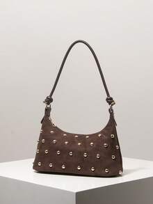 (Random Pattern) Shoulder Bag, Vintage Bag, Suede Bag, Metal Studs ...