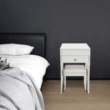 YUNRUX Vanity Table With Mirror, Compact Vanity Table With Storage Compartments And Stool, Bedroom Dresser - 白色 - 查看 11