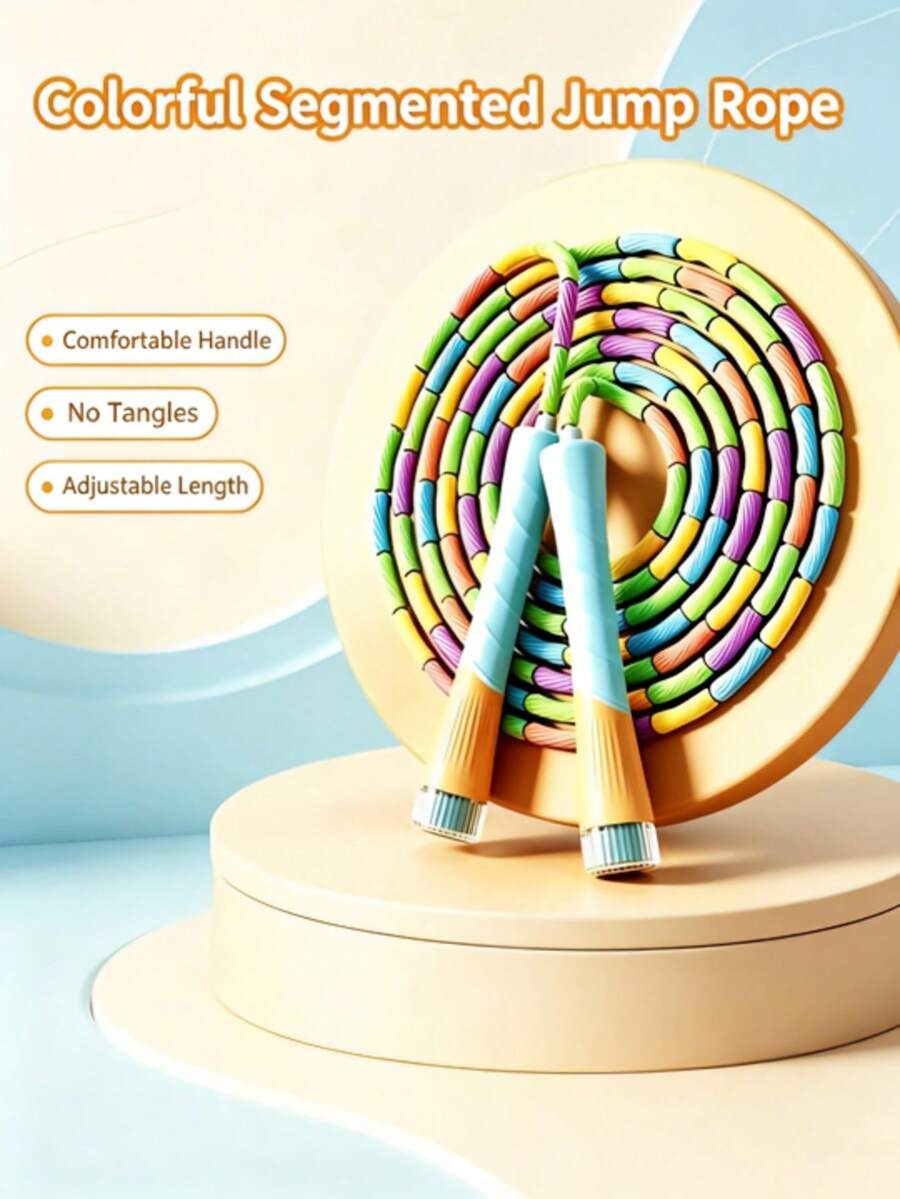 7-Color Bamboo Knot Jump Rope, Soft TPE Material No Knotting No Tangling, Comfortable Handle Grip, Adjustable Rope Length, Suitable For Beginners Fitness And Physical Test Training - Multicolor - View 1