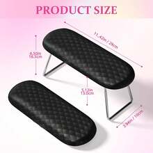 AORAEM Foldable Nail Arm Rest With Soft Leather Cushion For Manicure, Black | Internal Sponge Filled Hand Pillow With Non-Slip Sleeve And Metal - ColorA - View 3