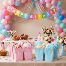 10/20/40Pcs,Pink Blue Glitter Drip Popcorn Treat Boxes, Disposable Paper Snack Favor Boxes, Dripping Icing Pattern Favor Containers Party Favor Supplies For Gender Reveal, BabyShower, Birthday & Wedding Celebrations - View 6