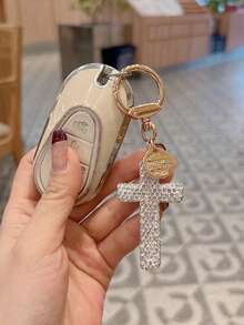 Rhinestone Cross Keychain Pendant, Minimalist Bag Charm For Backpack Purse, Y2K Gothic Decoration For Phone Earphone, Gift For Mom Dad Teacher - Multicolor - View 4