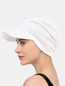 1pc Women's Pleated Brim Flat Top Sun Caps,Wide Brim Beach Hats For Women, Lightweight UV Protection Headscarf Hat, Fashion All-Match Headwear Summer - Multicolor - View 10