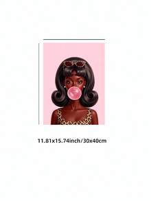 1pc Frameless Y2K Leopard Bubblegum Girl Pop Art Poster, Funky Retro Room Decor For Dorm, Bedroom, Party Gift - Leopard Print - View 13