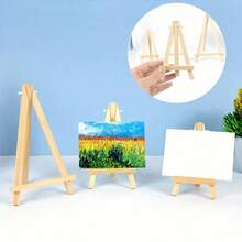 1pc Wooden Mini Art Display Easel, Multi-Functional, Can Hold Paintings And Decor, Serve As Triangular Phone Stand, Small Tablet/TV Support, Practical Desk Organizer And Display For Students Back To School - Mini Easel - View 5