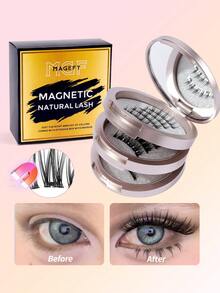 MAANGE 3對CC捲度磁吸假睫毛套組，附貼睫毛器(5-14mm)，混款，免膠水，自然逼真可重複使用，仿貂毛材質，適合日常配戴，防水，卡通風格，放大眼眸，纖細長款，女性完美禮物。(可選5對動漫風睫毛)假睫毛 - 尖尾漫畫款 - 查看 4