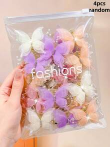 8/4/2pcs Double Layer Rhinestone Pearl Butterfly Hair Claw Clips, Durable And Non-Damaging, Cute And Sweet Hair Accessories - Suitable For Girls And Teenagers, Daily, Vacation, School, Date - Multicolor - View 11