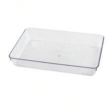 26.8x18.4x4cm Clear Plastic Rectangular Tray Organizer, Makeup Vanity Drawer Storage Bin, Desktop Sundries Holder, Modern Minimalist Stor... - A - View 3