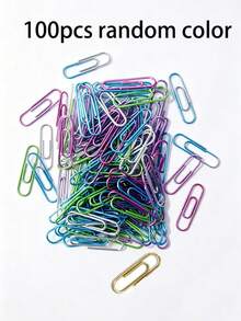100pcs Colorful Paper Clips, Medium Size, Assorted Colors, PVC Coated Metal Paper Clips, Plastic Coated Paper Clips, Silver Paper Clips, Office Supplies, Cartoon Shaped Bookmarks, Book Clips, Suitable For Office, School And Personal File Organization, Back To School Essential - Multicolor - View 12