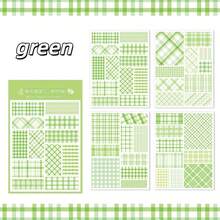 Minimalist Girly Plaid Planner Stickers, Basic Frame Landscape Oil Painting Decorative Material Stickers - Multicolor - View 10