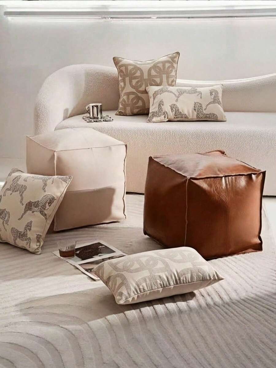Haus Hana 1 件豪华复古风格软储物凳/脚凳、多用途脚凳、玩具和家居用品大容量储物袋（无填充物）
