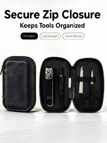 Juego de Cortaúñas Multifuncional Negro Herramientas de Acero Inoxidable Tijeras de Uñas Cortaúñas de Manicura Juego de Herramientas Portátil - Negro - Ver 6
