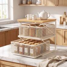 [Vertical Shelf] 1pc Kitchen Microwave Rack - Multi-Functional Countertop Vertical Baking Rack With Drawers, Essential Kitchen Tool Storage Rack - White - View 5