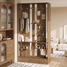 Tribesigns Minimalist Pegboard MDF Room Divider Partition, Freestanding Display Screen With Adjustable Storage Pegs & Shelves For Apartment Decor - Brown - View 1